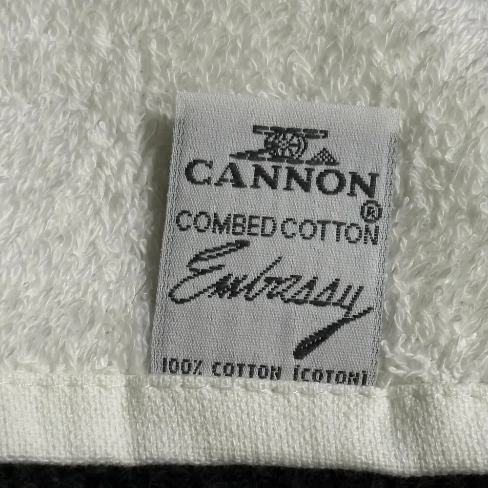 Cannon Bath Towel White Rocking Horse Hearts Baby Nursery Embroidered 26x49 USA